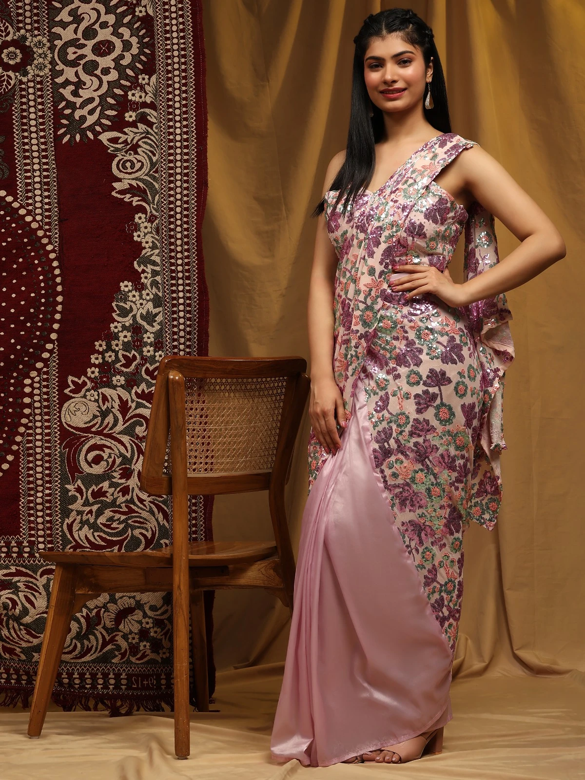 Amoha A323 Exlusive Sequin Wholesale Fancy Readymade Sarees Catalog — Wholesale Sarees, AMOHA wholesale from Surat - Gallery Image 2